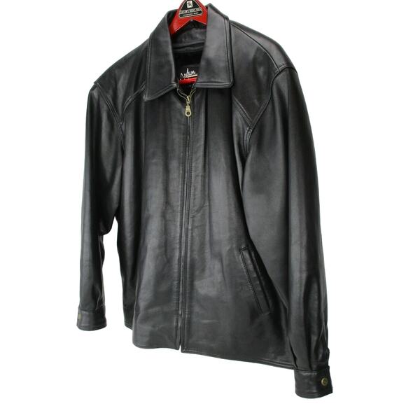 A1 Global Black Genuine Leather Jacket Size L w/ Zip in Liner - Anjum Collection - Picture 4 of 10